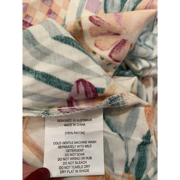 NWT Abel The Label Anthropologie Tiered Maxi Dress M Sleeveless Fruit Print ATL - Picture 12 of 13